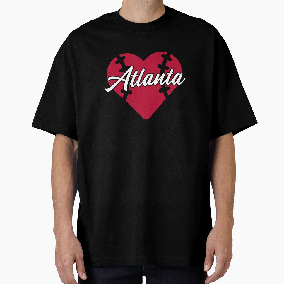 I Love Atlanta Baseball Atl Heart Script T-Shirt - Custom Art Print Unisex - T-Shirt, Sweatshirt, Hoodie