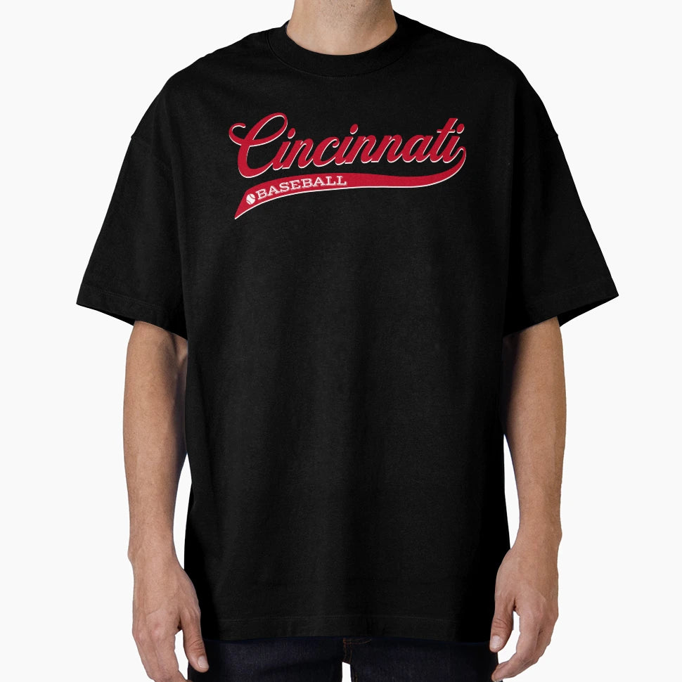 Script Cincinnati Baseball T-Shirt - Novelty Apparel Men Women - T-Shirt, Sweatshirt, Hoodie