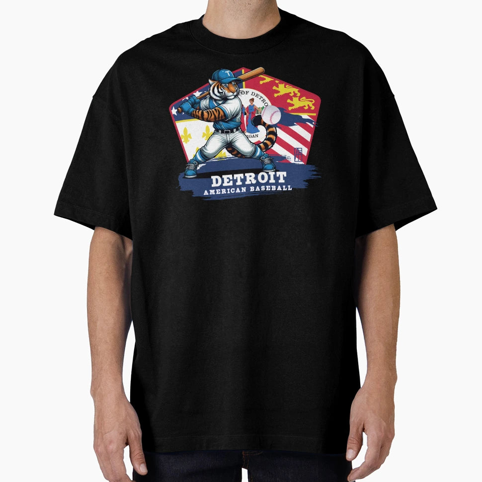 Usa American Baseball Detroit T-Shirt - Custom Art Print for Adults - T-Shirt, Sweatshirt, Hoodie