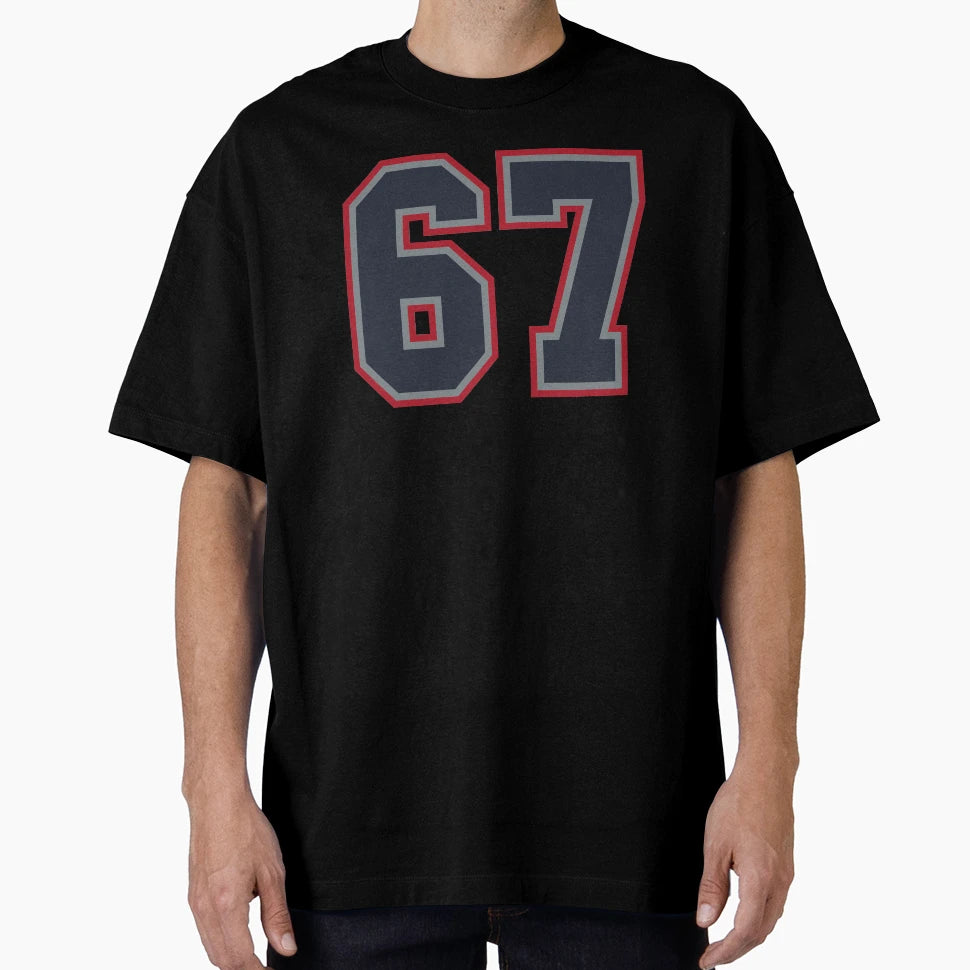 67 Navy Grey Red Sports Number T-Shirt - Aesthetic Graphic for Adults - T-Shirt, Sweatshirt, Hoodie