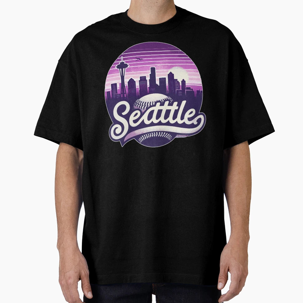 Purple Seattle City Baseball T-Shirt - Minimalist Print Unisex - T-Shirt, Sweatshirt, Hoodie