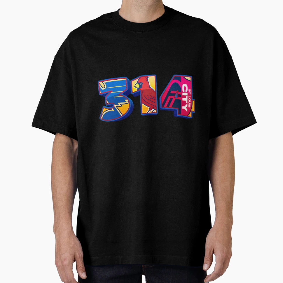 St Louis Area Code 314 Logos Inset T-Shirt - Graphic Print Unisex - T-Shirt, Sweatshirt, Hoodie
