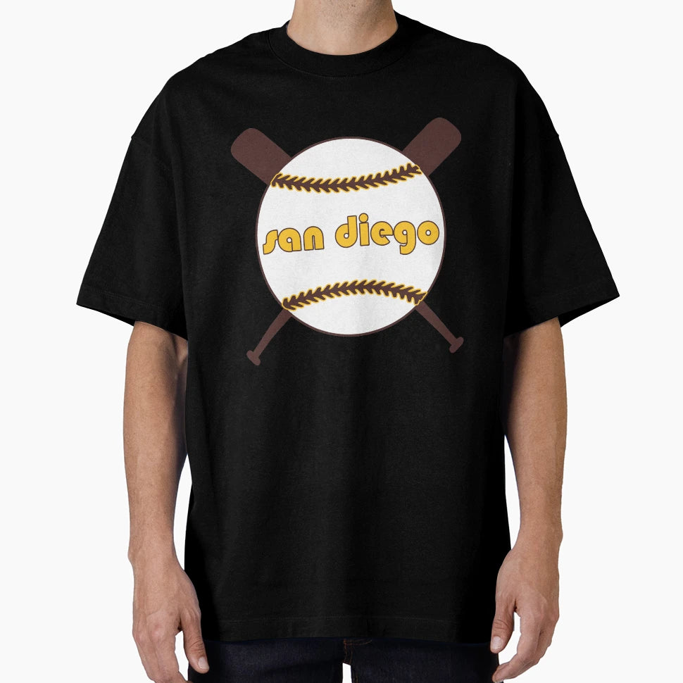 San Diego Throwback Baseball Crossed Bats T-Shirt - Novelty Apparel Unisex - T-Shirt, Sweatshirt, Hoodie