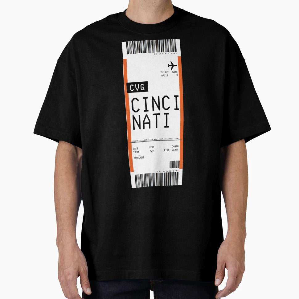 Cincinnati Boarding Pass T-Shirt - Fun Novelty Design Men Women - T-Shirt, Sweatshirt, Hoodie