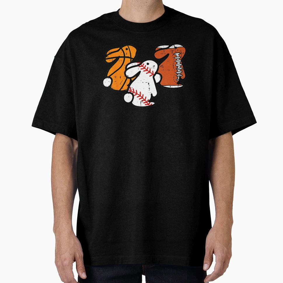 Easter Bunny Sports Trio Basketball T-Shirt - Custom Art Print for Adults - T-Shirt, Sweatshirt, Hoodie