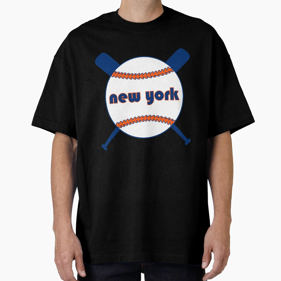 New York Throwback Baseball Crossed Bats T-Shirt - Novelty Apparel Unisex - T-Shirt, Sweatshirt, Hoodie