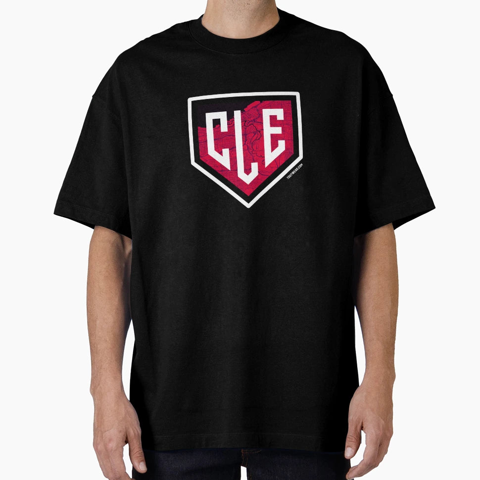 Cleveland Baseball Home Plate City Map T-Shirt - Novelty Apparel for Adults - T-Shirt, Sweatshirt, Hoodie
