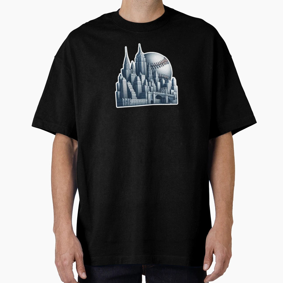 New York Baseball Cityscape T-Shirt - Aesthetic Graphic Men Women - T-Shirt, Sweatshirt, Hoodie
