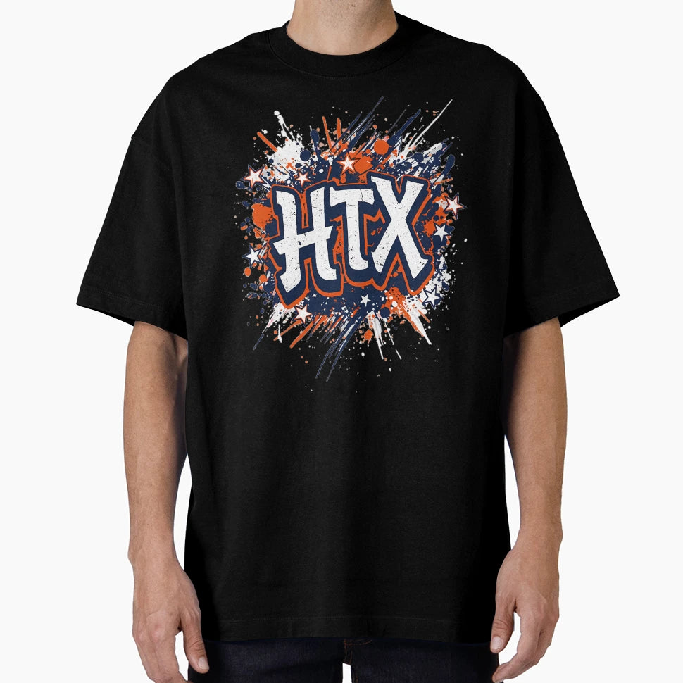 Houston Baseball Ink Splatter T-Shirt - Aesthetic Graphic for Adults - T-Shirt, Sweatshirt, Hoodie