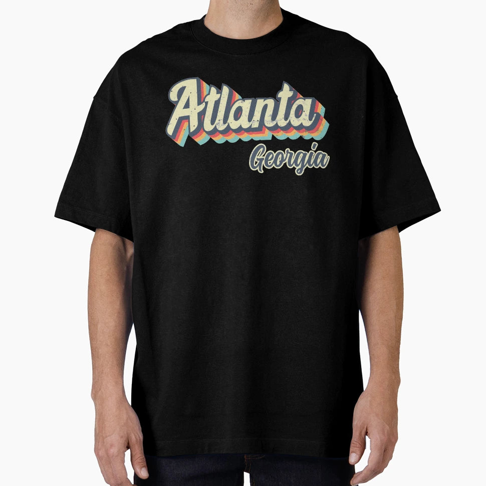 Atlanta City Georgia 70S Rainbow T-Shirt - Minimalist Print Men Women - T-Shirt, Sweatshirt, Hoodie