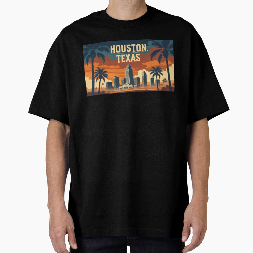 Houston Texas Palm Trees And T-Shirt - Novelty Apparel Men Women - T-Shirt, Sweatshirt, Hoodie