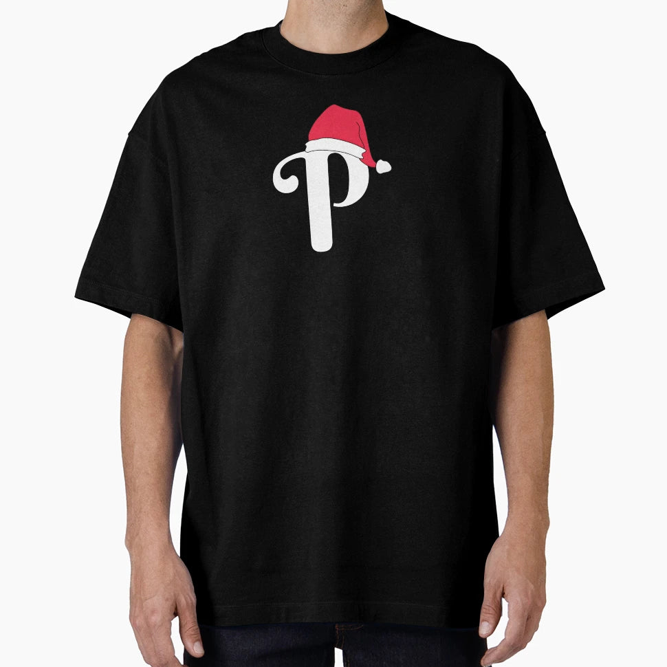 Letter P Red Santa Hat T-Shirt - Fun Novelty Design for Adults - T-Shirt, Sweatshirt, Hoodie
