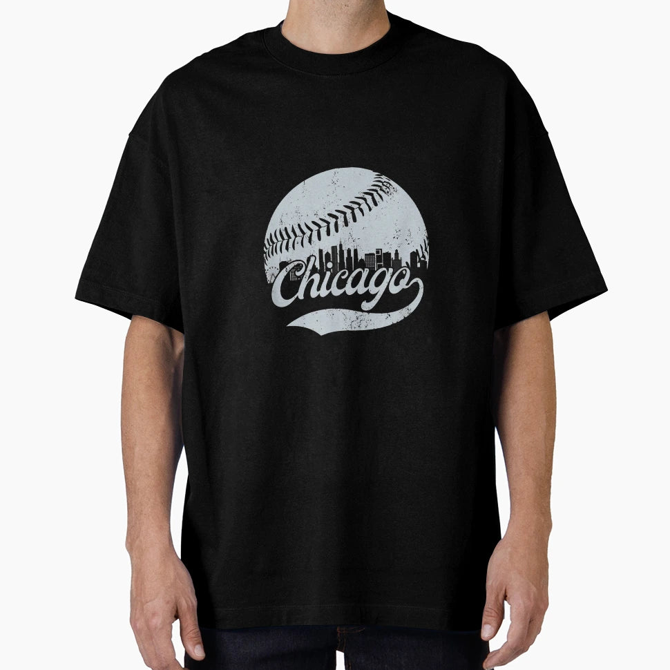 Chicago Baseball Distressed Throwback T-Shirt - Unique Graphic for Adults - T-Shirt, Sweatshirt, Hoodie