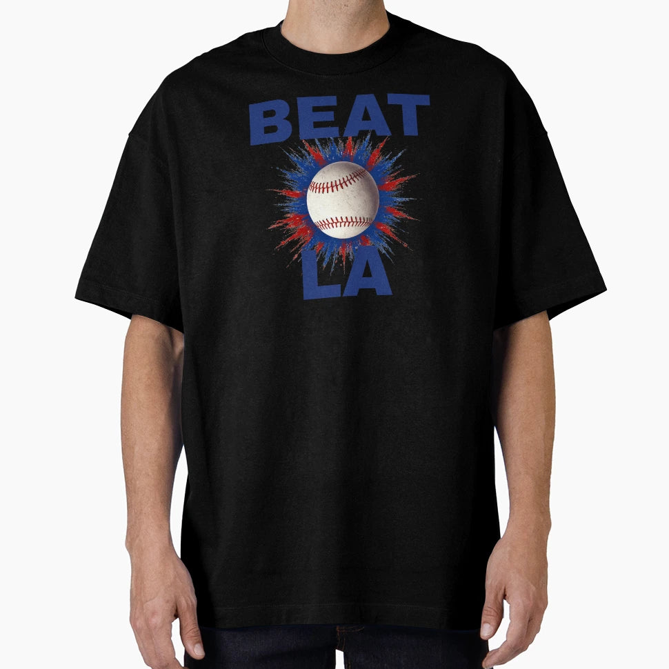 Beat La Usa Blue Text T-Shirt - Novelty Apparel Unisex - T-Shirt, Sweatshirt, Hoodie