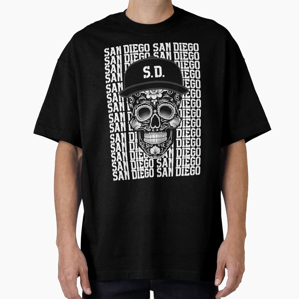 San Diego Black And White Sugar T-Shirt - Fun Novelty Design for Adults - T-Shirt, Sweatshirt, Hoodie