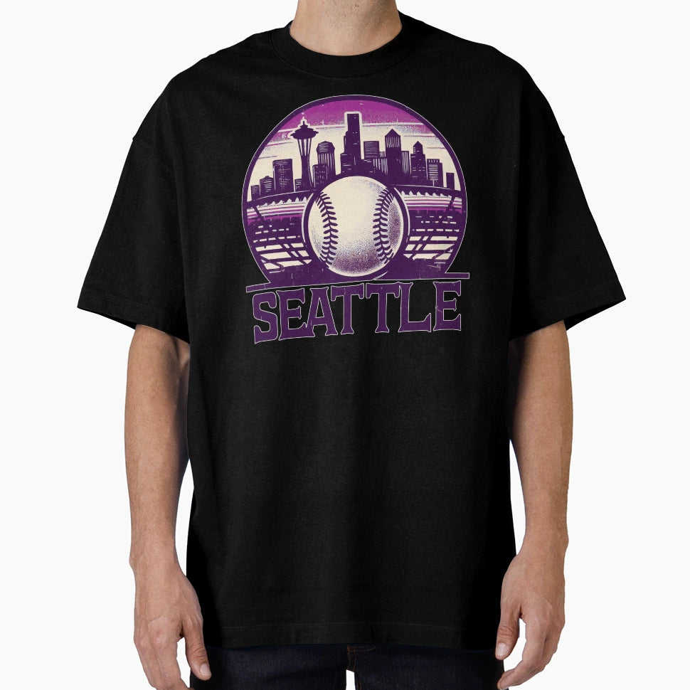 Purple Seattle City Baseball T-Shirt - Unique Graphic for Adults - T-Shirt, Sweatshirt, Hoodie