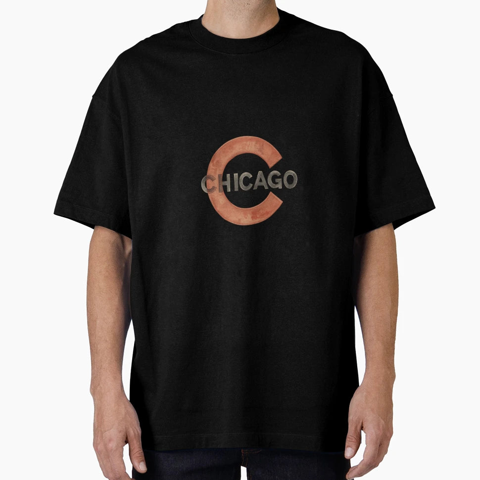 Chicago Logo Orange C And Bold Text T-Shirt - Streetwear Style Men Women - T-Shirt, Sweatshirt, Hoodie
