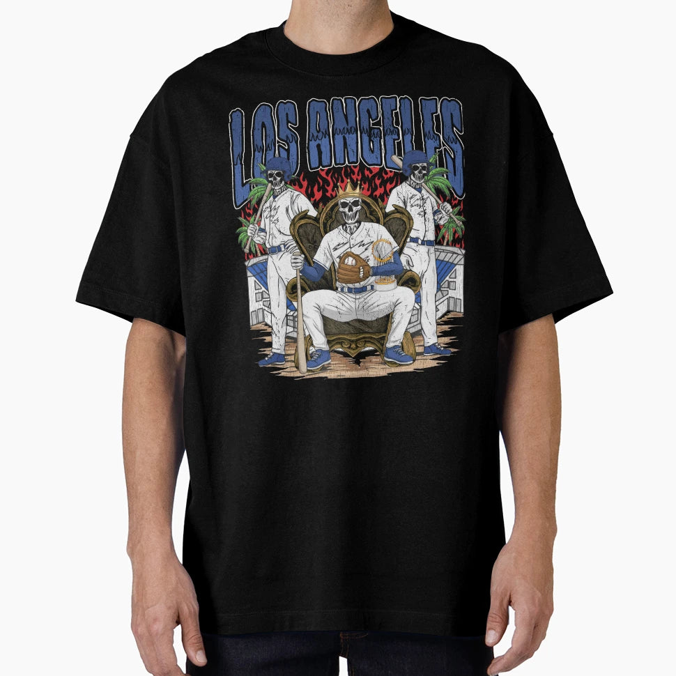Los Angeles Baseball Skull T-Shirt - Novelty Apparel Unisex - T-Shirt, Sweatshirt, Hoodie