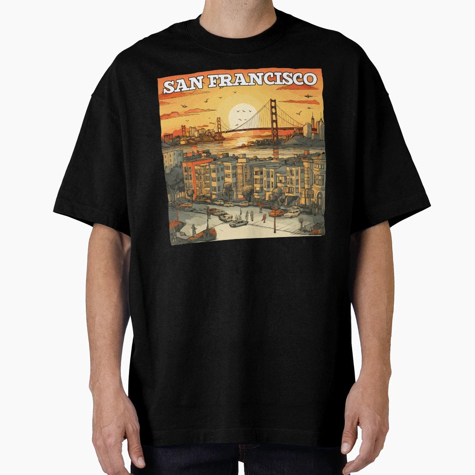 San Francisco Skyline Golden Gate T-Shirt - Aesthetic Graphic Unisex - T-Shirt, Sweatshirt, Hoodie