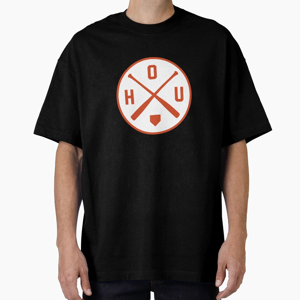 Houston Baseball Bat Hou Patch T-Shirt - Trendy Graphic Unisex - T-Shirt, Sweatshirt, Hoodie