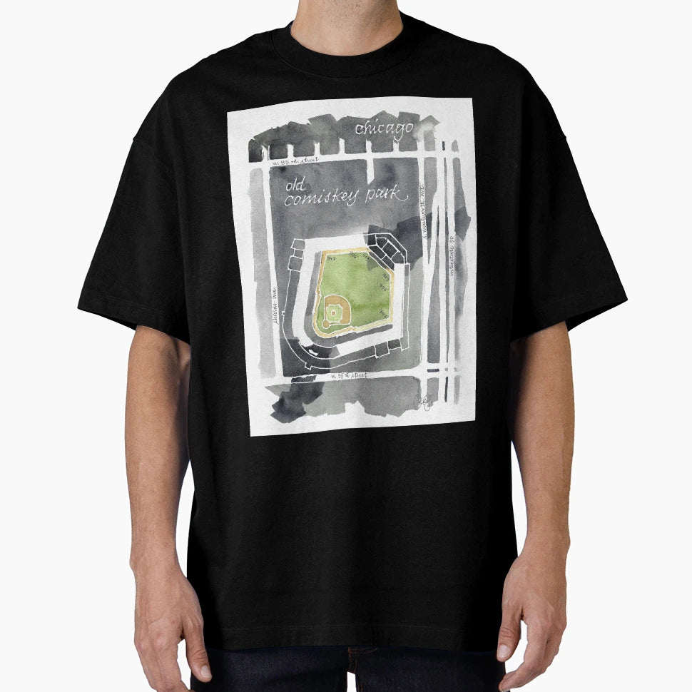 Old Comiskey Park Watercolor Map T-Shirt - Custom Art Print Men Women - T-Shirt, Sweatshirt, Hoodie