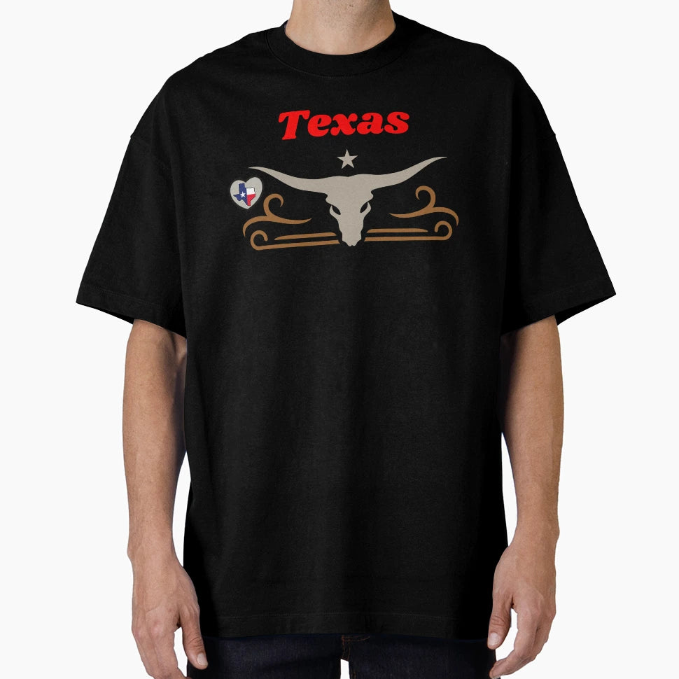 Texas Usa Bull American Font T-Shirt - Casual Everyday Wear Men Women - T-Shirt, Sweatshirt, Hoodie