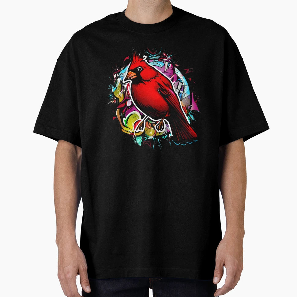 Street Art Red Cardinal Graffiti T-Shirt - Aesthetic Graphic Unisex - T-Shirt, Sweatshirt, Hoodie
