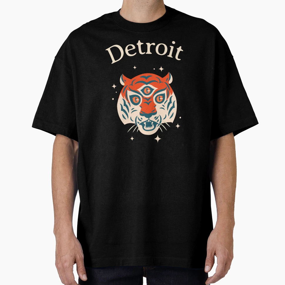 Three Eye Tiger Detroit Japanese T-Shirt - Trendy Graphic for Adults - T-Shirt, Sweatshirt, Hoodie