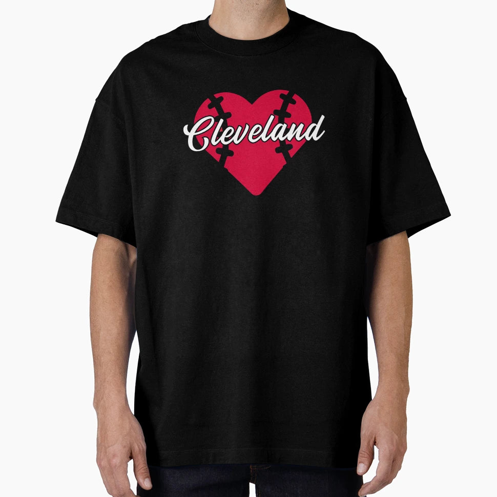 Cleveland I Love Baseball Heart Script T-Shirt - Custom Art Print Men Women - T-Shirt, Sweatshirt, Hoodie