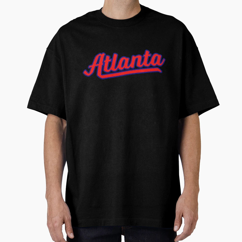 Atlanta Ga Sports Script Logo Red And T-Shirt - Custom Art Print Men Women - T-Shirt, Sweatshirt, Hoodie