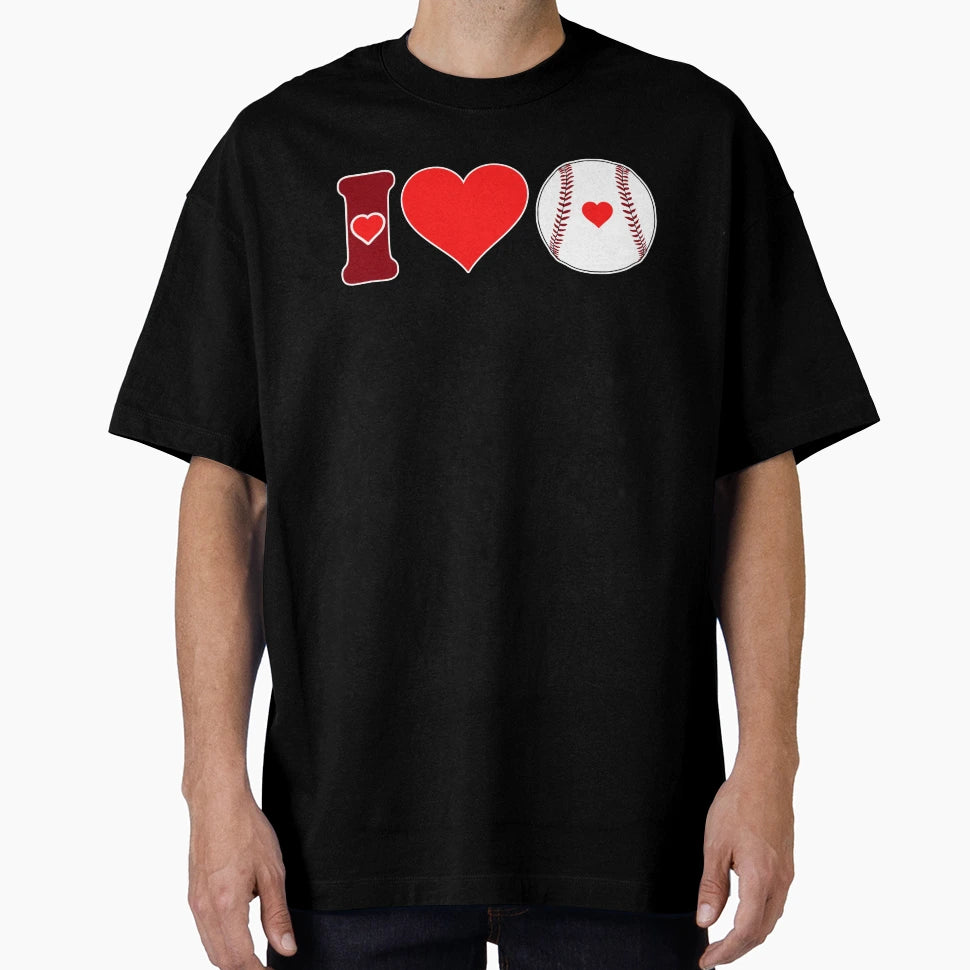 I Love Baseball Ball Heart T-Shirt - Streetwear Style Men Women - T-Shirt, Sweatshirt, Hoodie