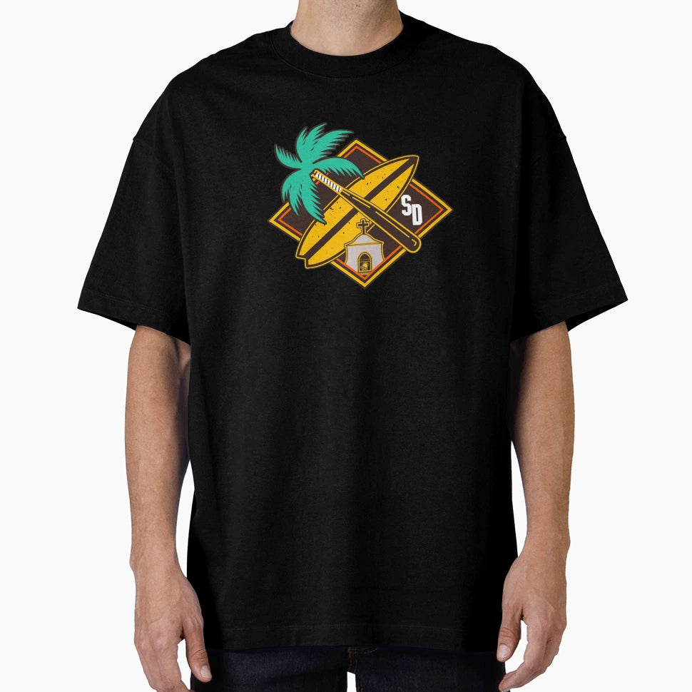 San Diego Palm Surf Mission Logo T-Shirt - Unique Graphic Unisex - T-Shirt, Sweatshirt, Hoodie