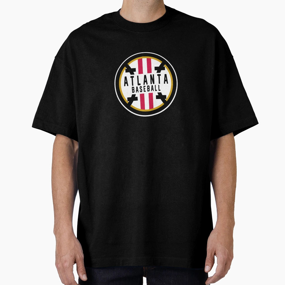 Minimalist Atlanta Baseball Badge T-Shirt - Graphic Print Men Women - T-Shirt, Sweatshirt, Hoodie