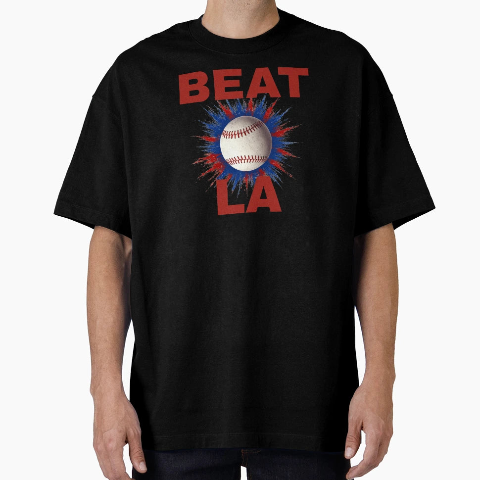 Beat La Usa Red Text T-Shirt - Streetwear Style Men Women - T-Shirt, Sweatshirt, Hoodie