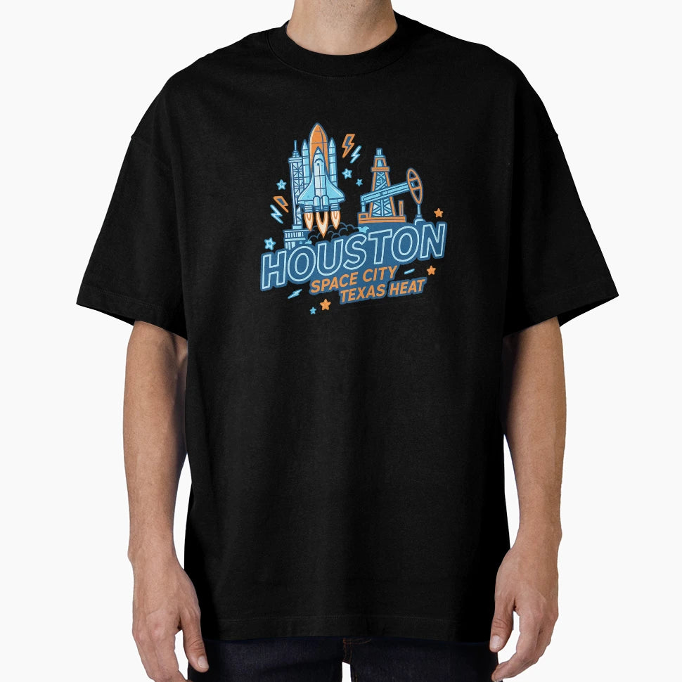 Houston Space City Neon T-Shirt - Streetwear Style for Adults - T-Shirt, Sweatshirt, Hoodie