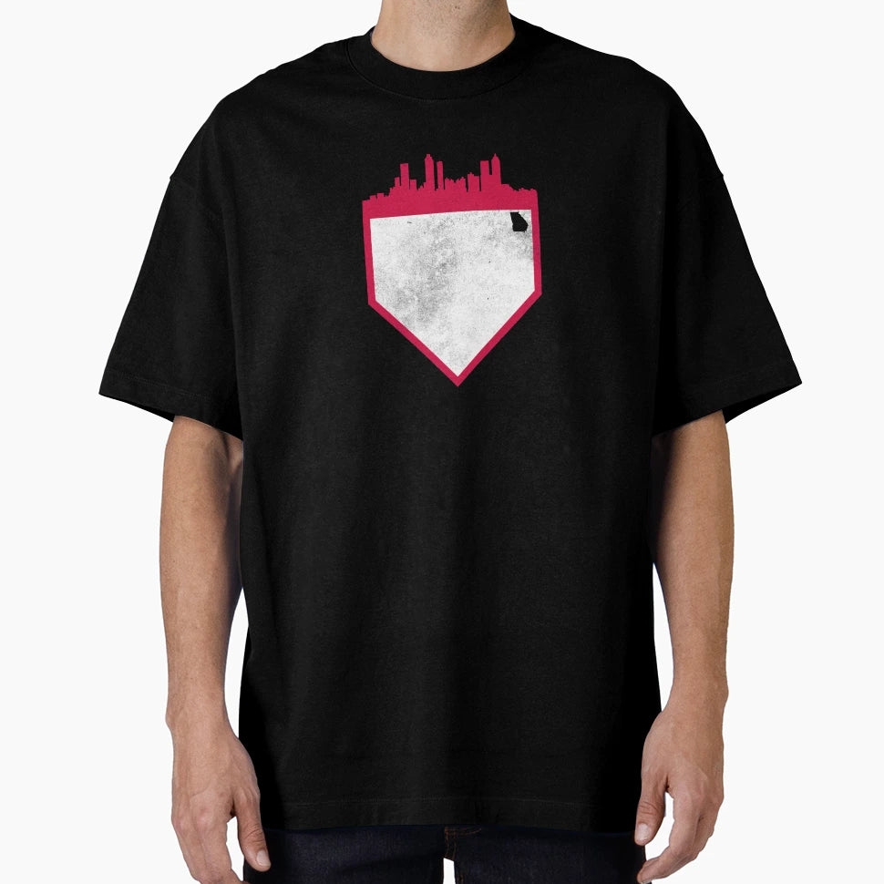 Atlanta Baseball Home Plate Skyline T-Shirt - Streetwear Style for Adults - T-Shirt, Sweatshirt, Hoodie