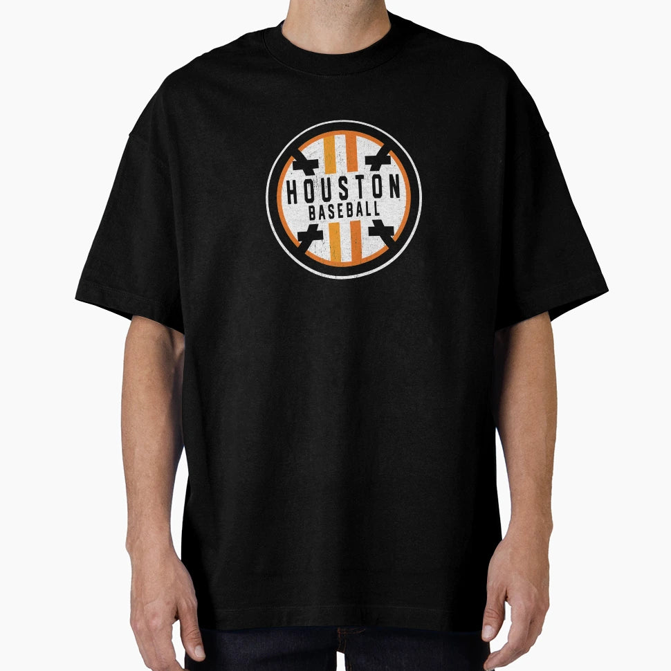 Minimalist Houston Baseball Badge T-Shirt - Streetwear Style Men Women - T-Shirt, Sweatshirt, Hoodie
