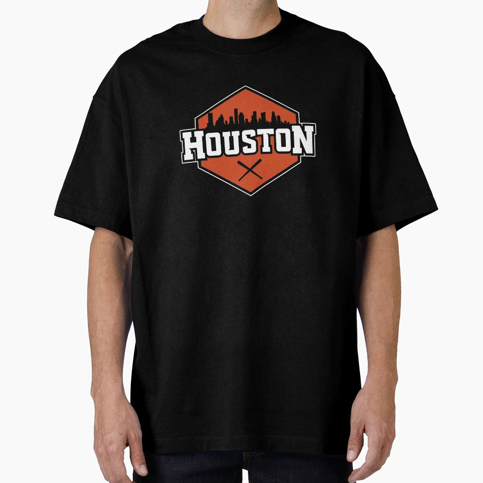Houston Tx Baseball Modern City Skyline T-Shirt - Trendy Graphic Unisex - T-Shirt, Sweatshirt, Hoodie