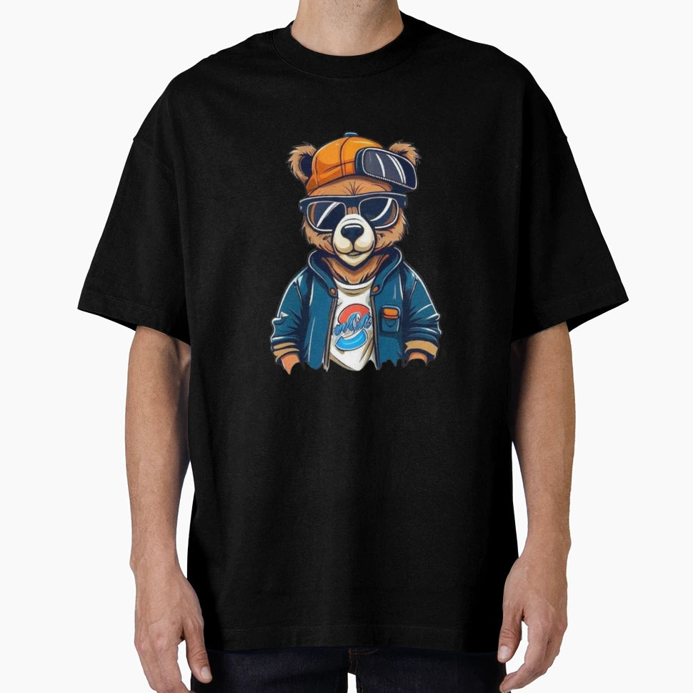 Animated Cartoon Bear Wears T-Shirt - Unique Graphic for Adults - T-Shirt, Sweatshirt, Hoodie