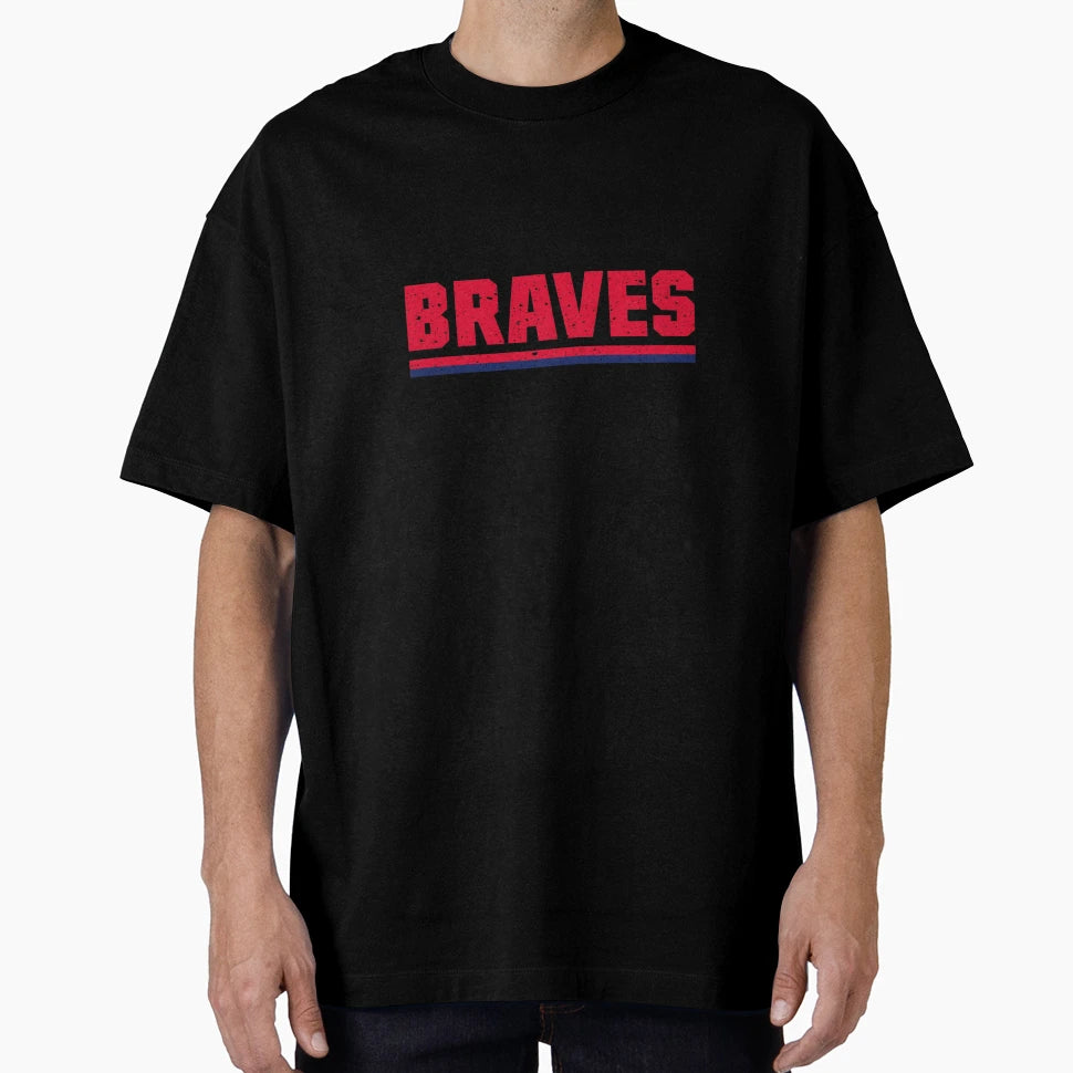 Braves Distressed Typography Bold Red T-Shirt - Unique Graphic Men Women - T-Shirt, Sweatshirt, Hoodie