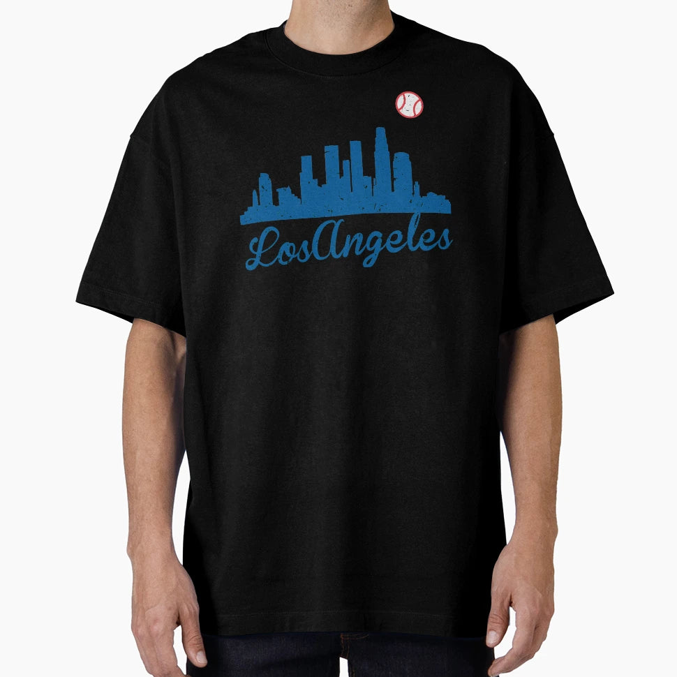 Los Angeles City Skyline Baseball Red T-Shirt - Graphic Print for Adults - T-Shirt, Sweatshirt, Hoodie