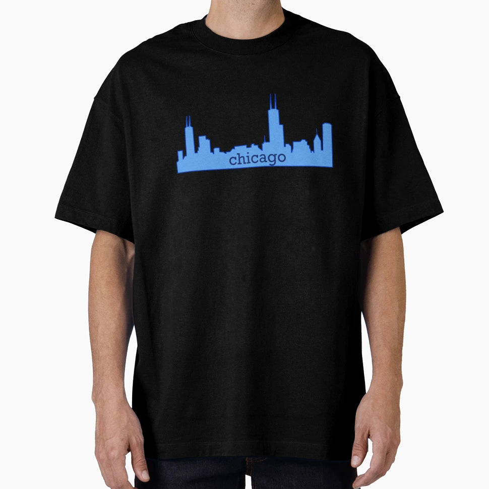 Chicago Skyline Blue T-Shirt - Fun Novelty Design for Adults - T-Shirt, Sweatshirt, Hoodie