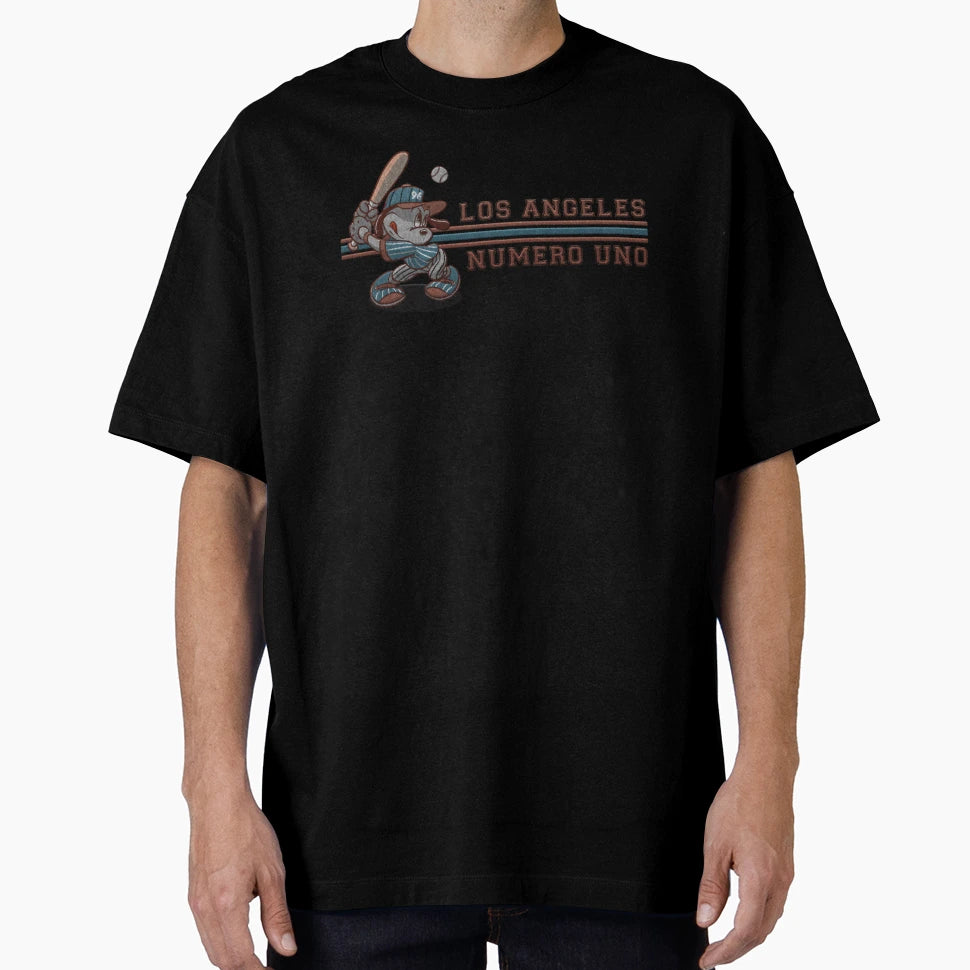 Cartoon Baseball Player Puppy Los T-Shirt - Streetwear Style Men Women - T-Shirt, Sweatshirt, Hoodie