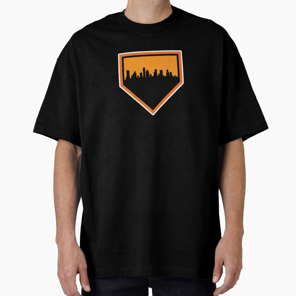 Houston Baseball H Town Home Skyline T-Shirt - Custom Art Print for Adults - T-Shirt, Sweatshirt, Hoodie