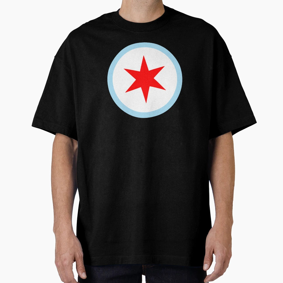 Chicago City Flag Emblem Six Point Star T-Shirt - Aesthetic Graphic Unisex - T-Shirt, Sweatshirt, Hoodie