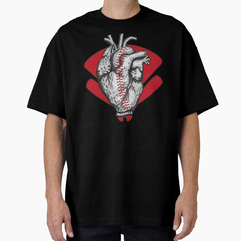 I Love Baseball Stitches Heart Field T-Shirt - Custom Art Print for Adults - T-Shirt, Sweatshirt, Hoodie