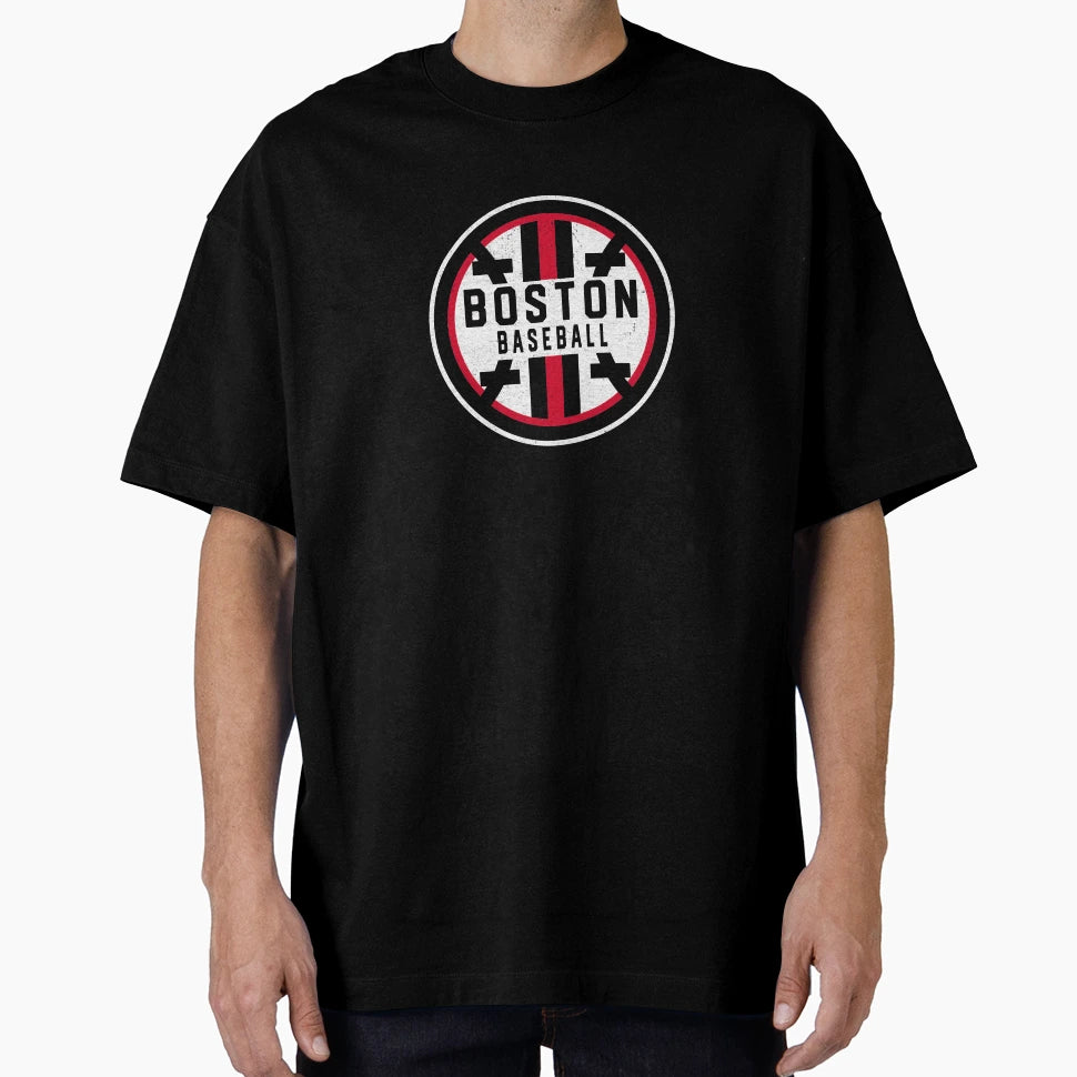 Minimalist Boston Baseball Badge T-Shirt - Custom Art Print Men Women - T-Shirt, Sweatshirt, Hoodie