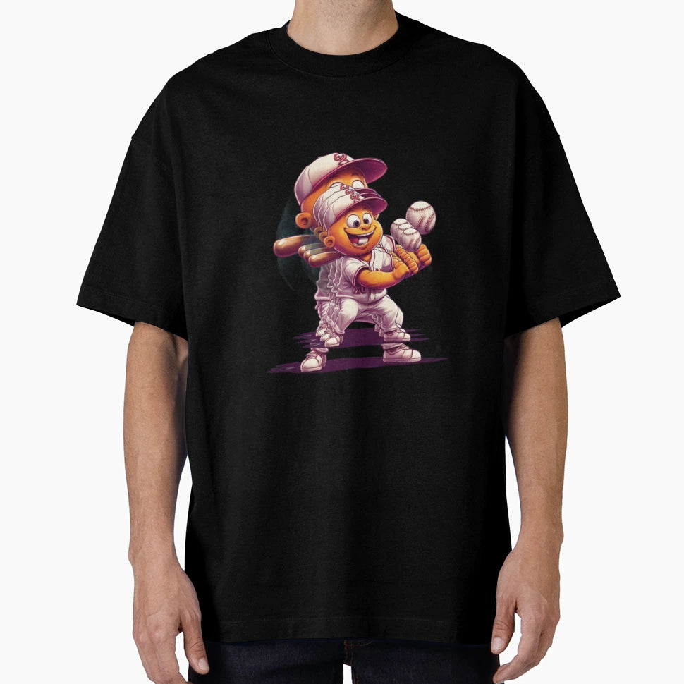 Cartoon Charachter Playing Baseball T-Shirt - Casual Everyday Wear Unisex - T-Shirt, Sweatshirt, Hoodie