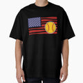 Patriotic Softball Spirit American Flag T-Shirt - Trendy Graphic Unisex - T-Shirt, Sweatshirt, Hoodie