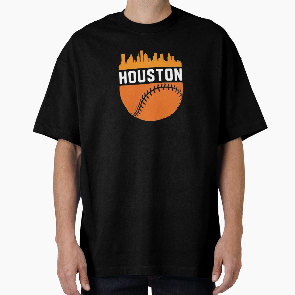 Downtown Houston Texas Skyline Baseball T-Shirt - Minimalist Print Unisex - T-Shirt, Sweatshirt, Hoodie